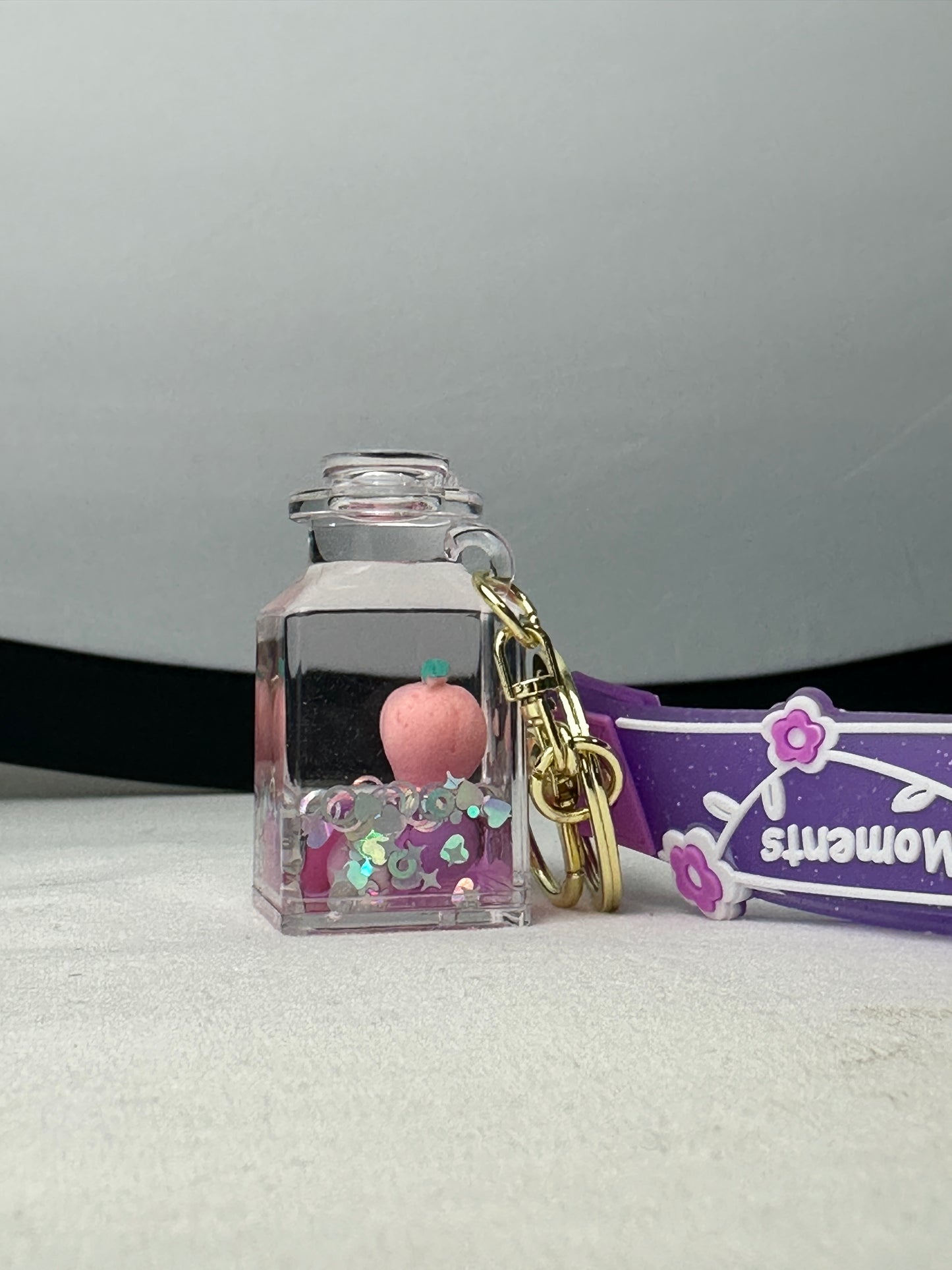 Tropical fruit floating bubble keychain